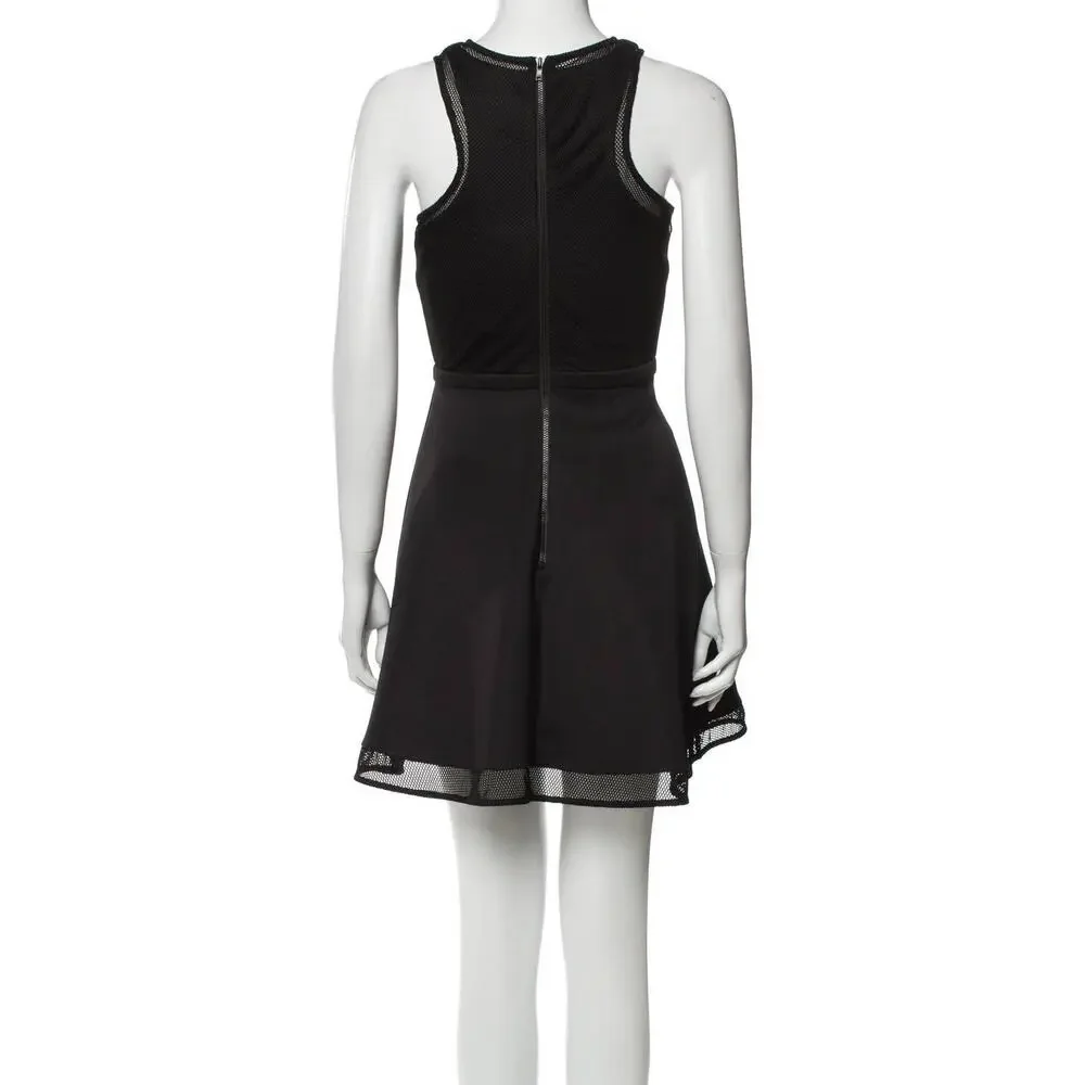 NWT Camilla and Marc Black Dress A-Line Mini Size 2 Scuba Net Top Night Out - Picture 7 of 16
